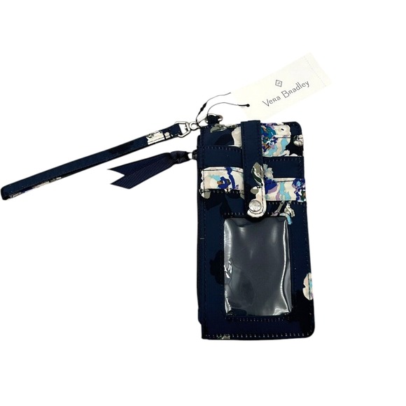 Vera Bradley Quilted Card Case‎ Wristlet Wallet Navy Blue with ID Window - Picture 10 of 10